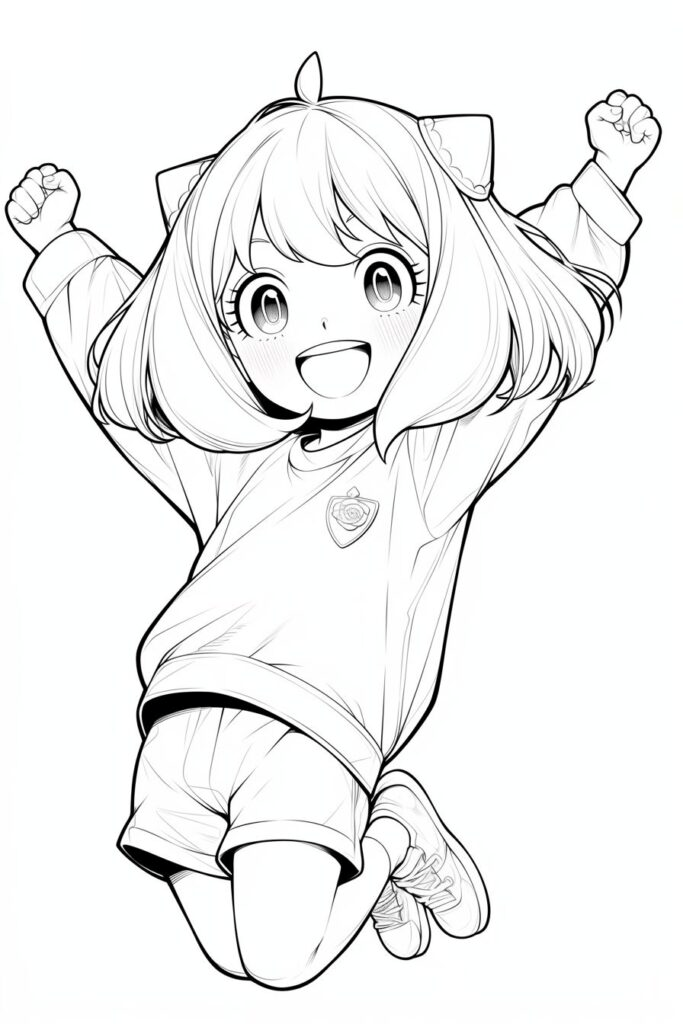 Desenho de Anya para colorir e imprimir: número 9