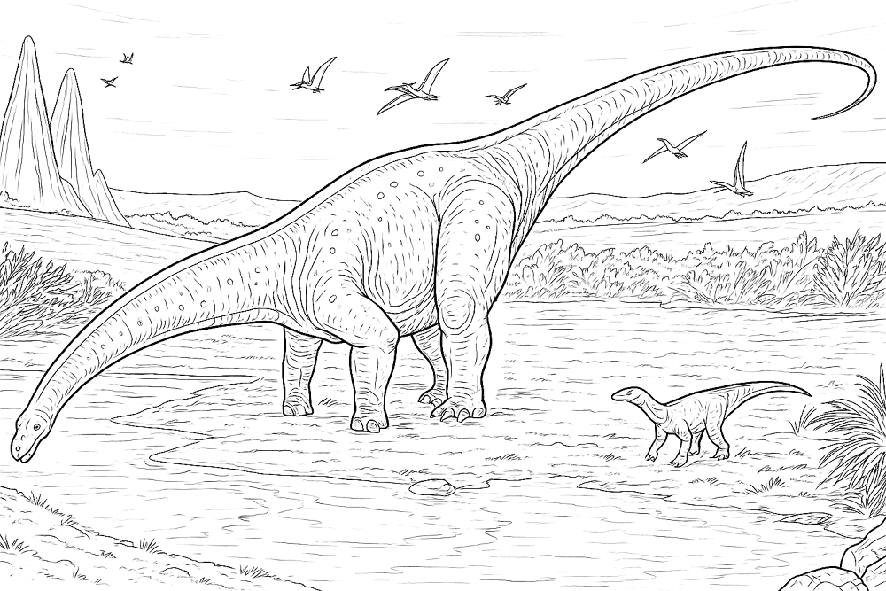 Desenho de Apatossauro para colorir e imprimir: número 2