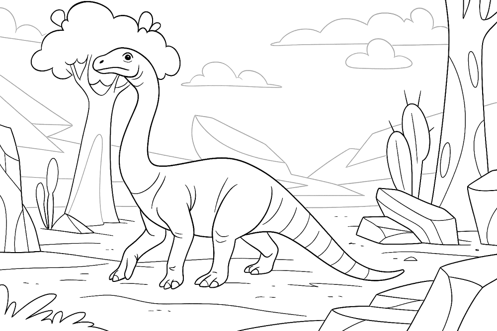 Desenho de Apatossauro para colorir e imprimir: número 3