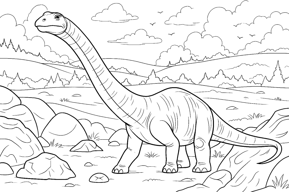 Desenho de Apatossauro para colorir e imprimir: número 7