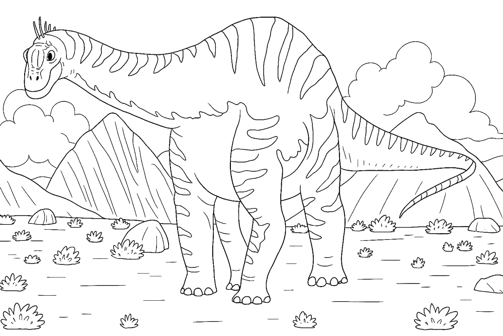 Desenho de Apatossauro para colorir e imprimir: número 12