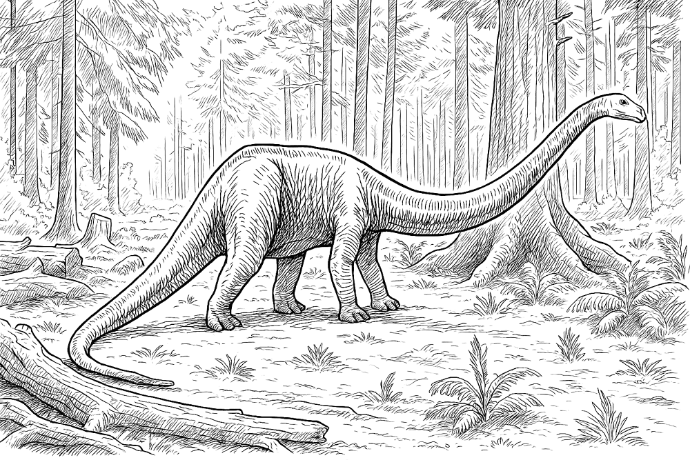 Desenho de Apatossauro para colorir e imprimir: número 14
