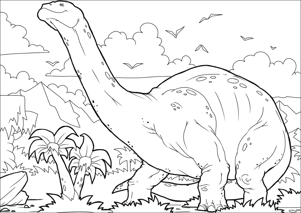 Desenho de Apatossauro para colorir e imprimir: número 18