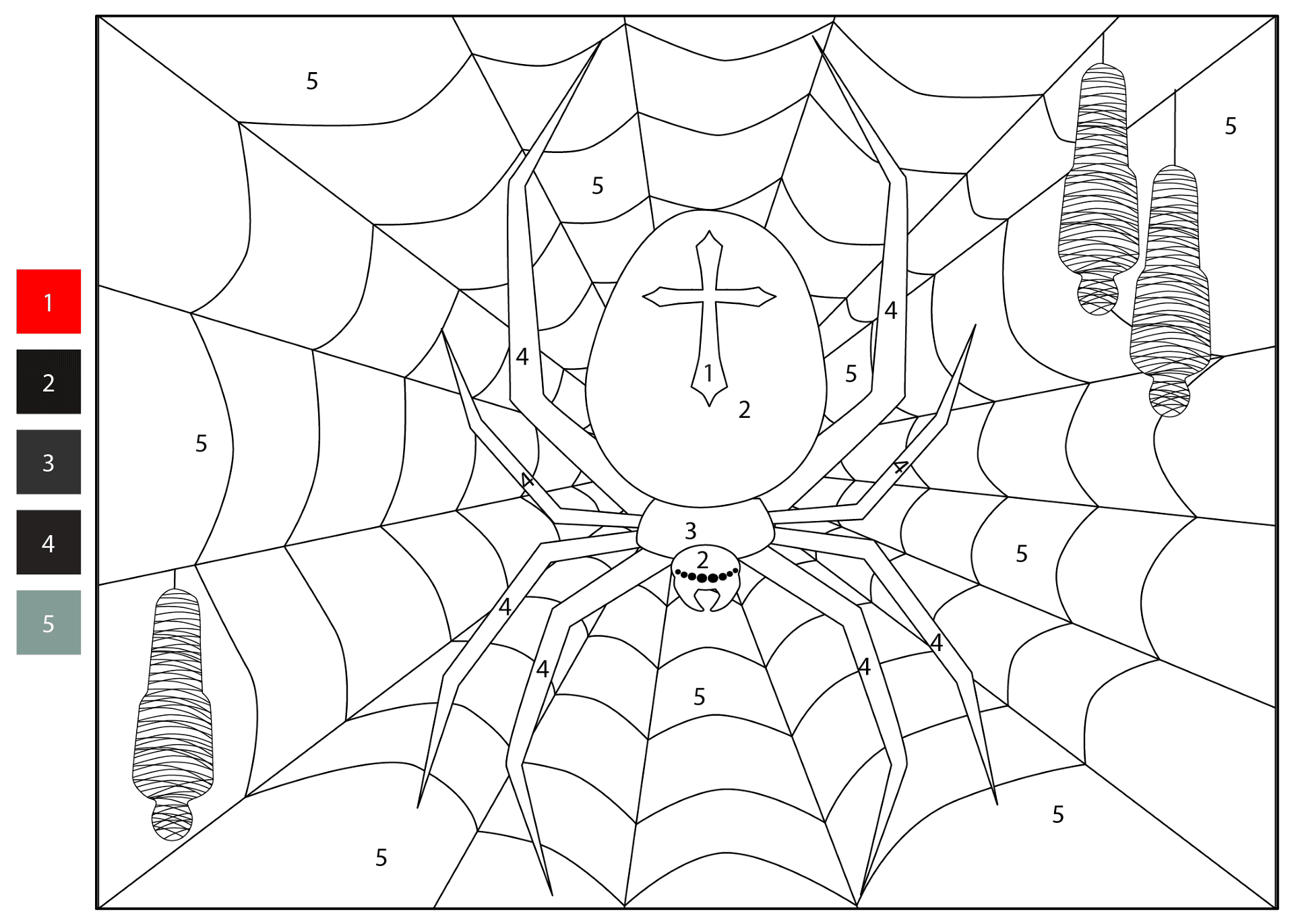 Desenho de Aranhas para colorir e imprimir: número 7