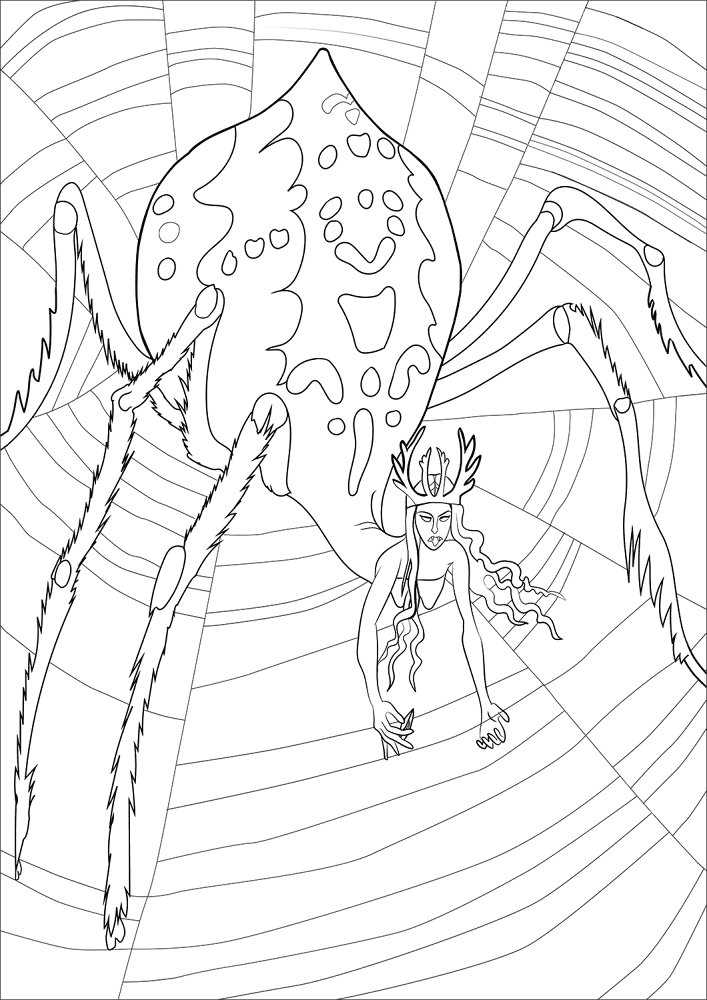 Desenho de Aranhas para colorir e imprimir: número 14