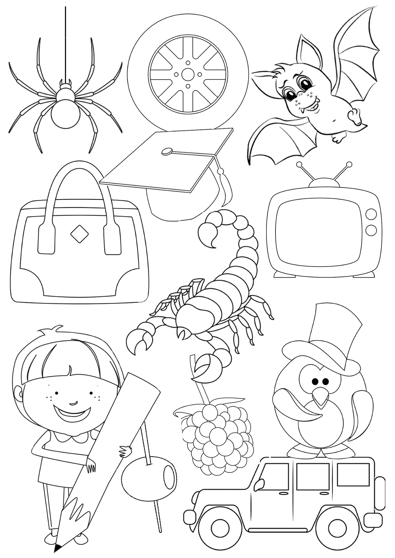 Desenho de Aranhas para colorir e imprimir: número 15