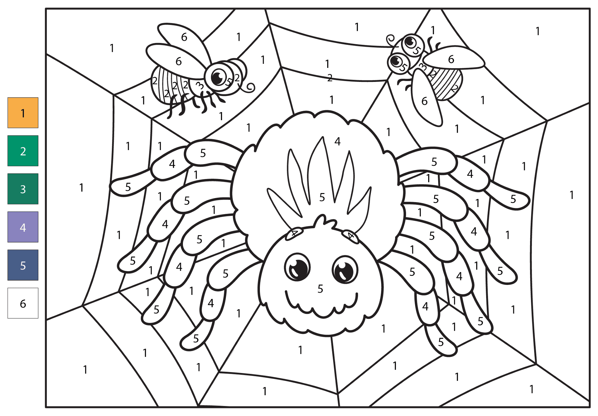 Desenho de Aranhas para colorir e imprimir: número 21