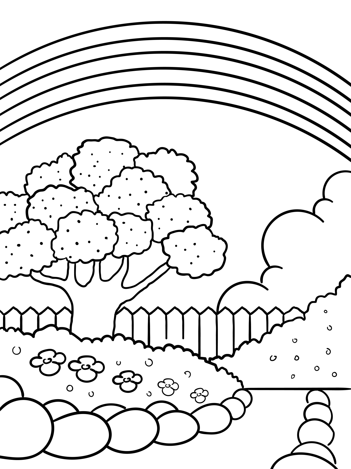 Desenho de Arco Iris para colorir e imprimir: número 1