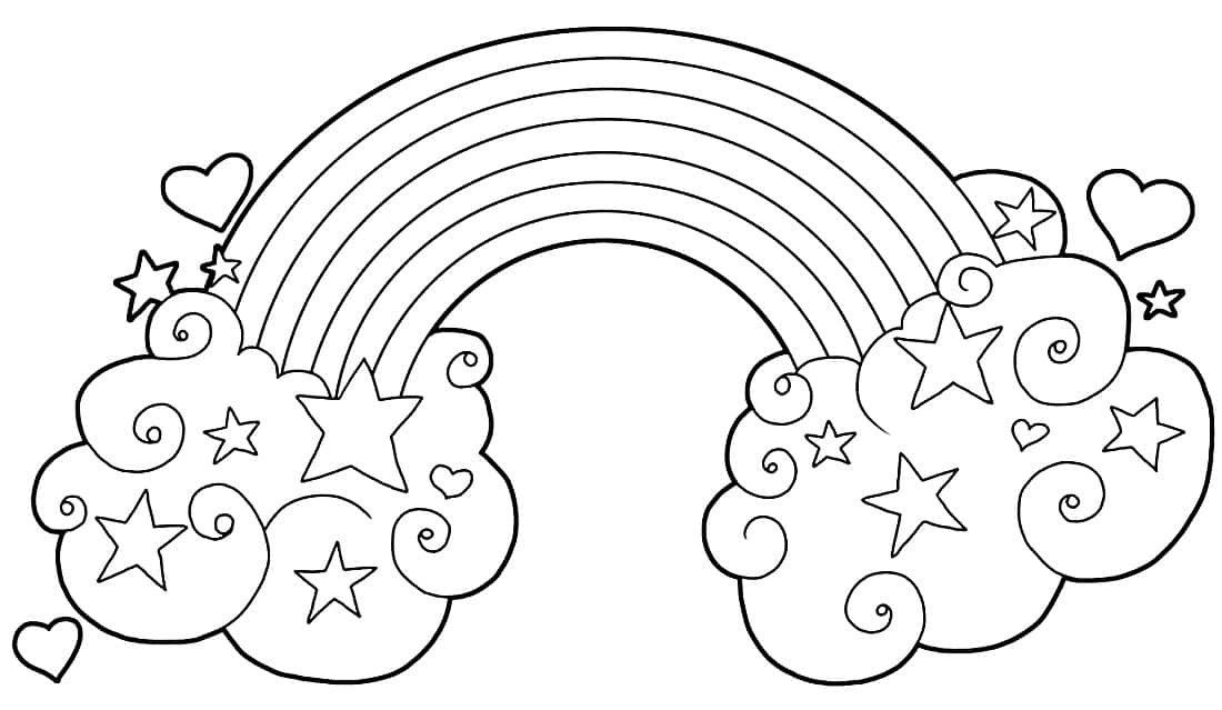Desenho de Arco Iris para colorir e imprimir: número 2