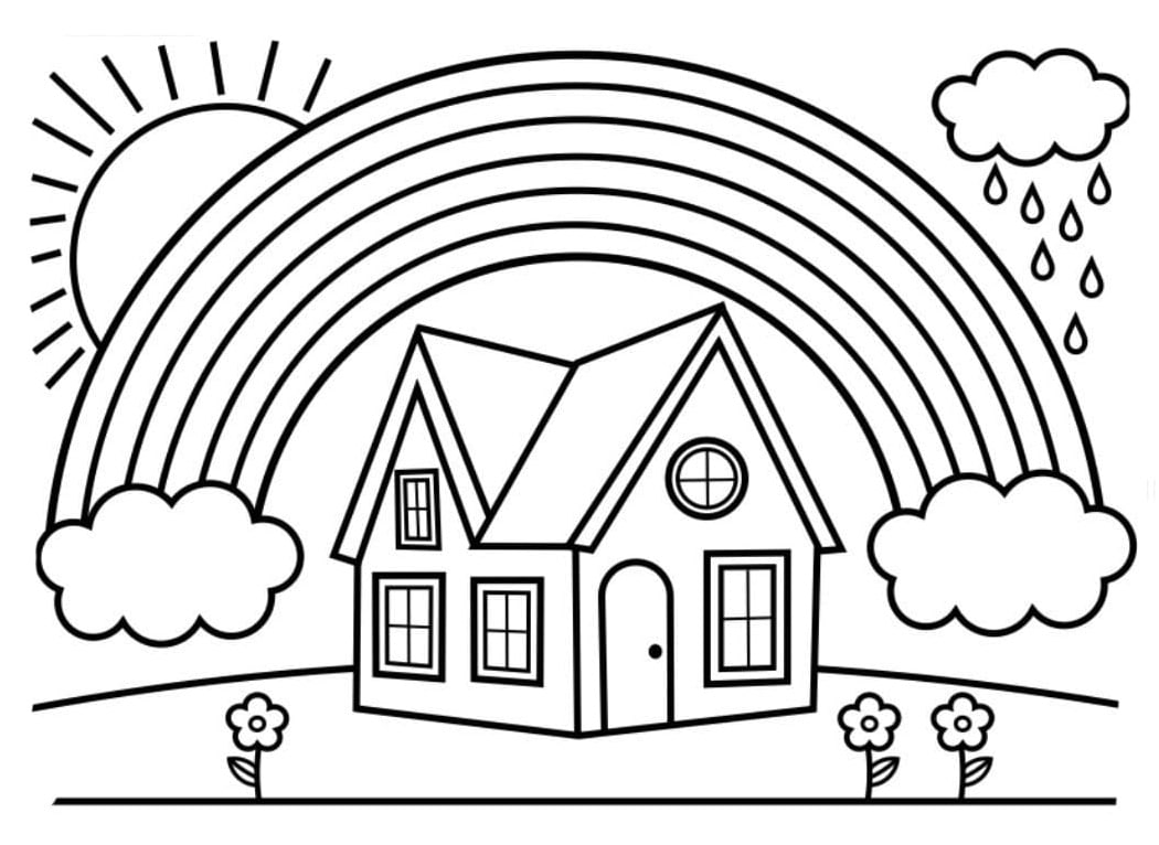Desenho de Arco Iris para colorir e imprimir: número 3