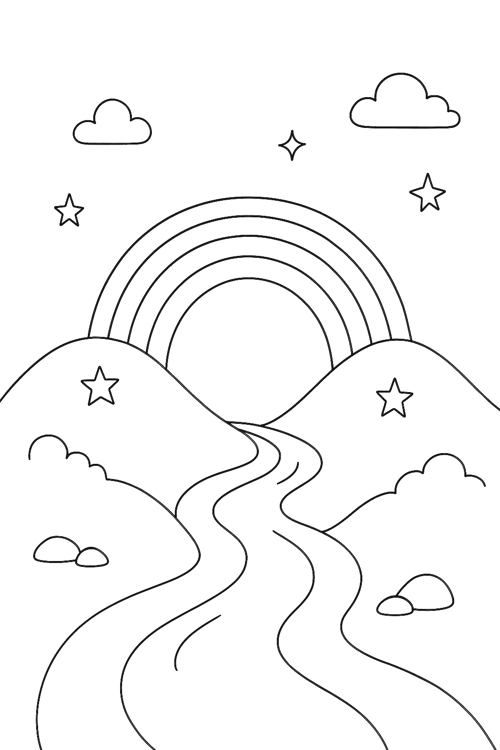 Desenho de Arco Iris para colorir e imprimir: número 16