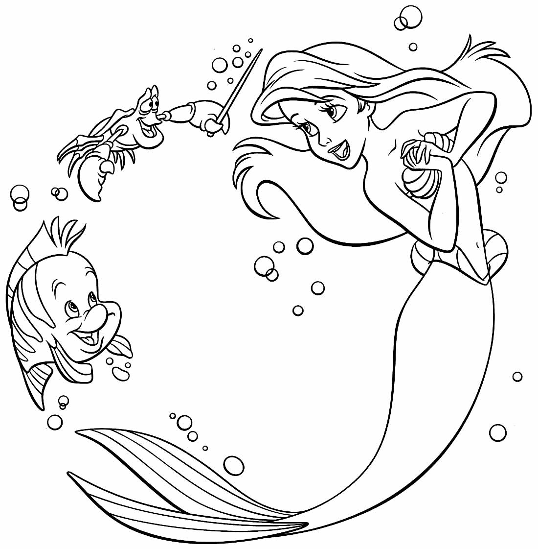 Desenho de Ariel para colorir e imprimir: número 1