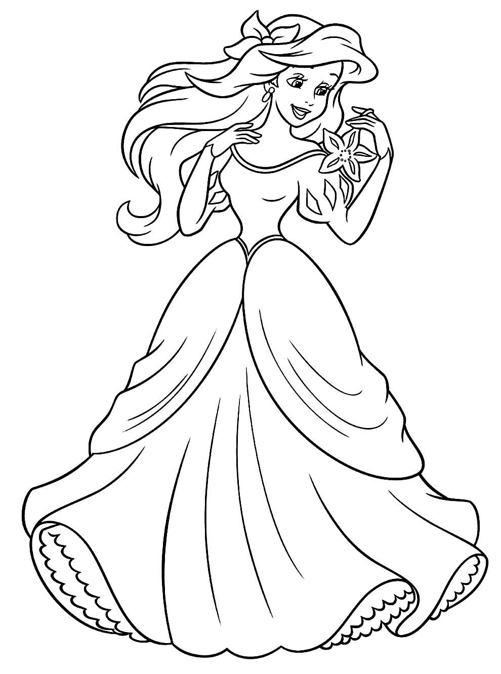 Desenho de Ariel para colorir e imprimir: número 6