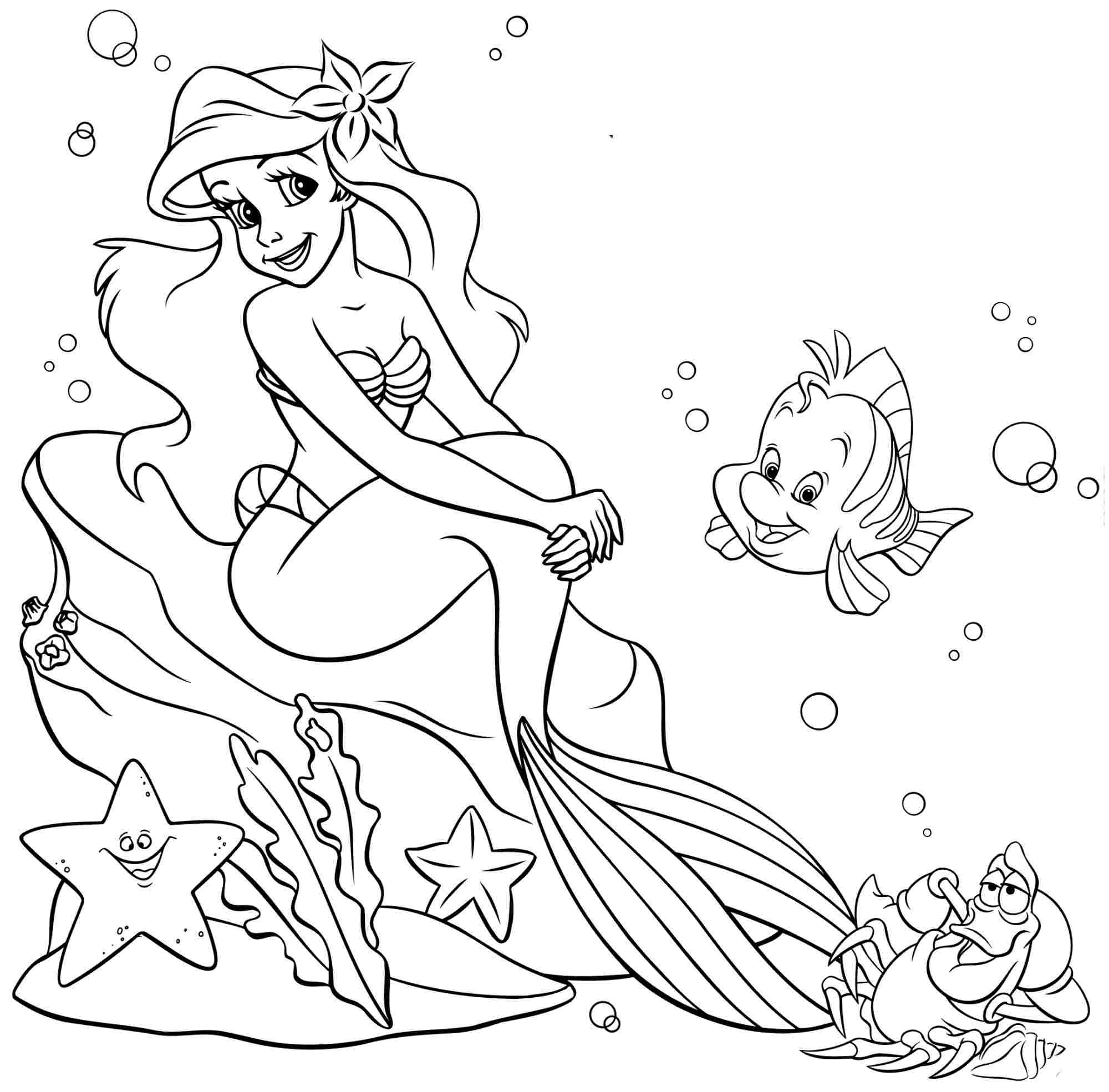 Desenho de Ariel para colorir e imprimir: número 9