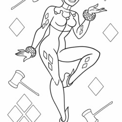 Desenho de Arlequina para colorir e imprimir: número 4