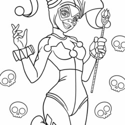 Desenho de Arlequina para colorir e imprimir: número 5
