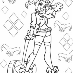 Desenho de Arlequina para colorir e imprimir: número 6