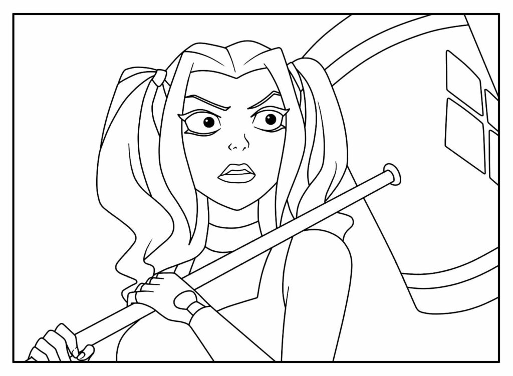 Desenho de Arlequina para colorir e imprimir: número 7