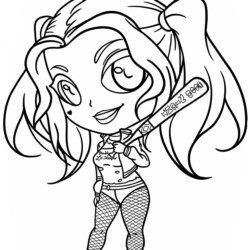 Desenho de Arlequina para colorir e imprimir: número 8