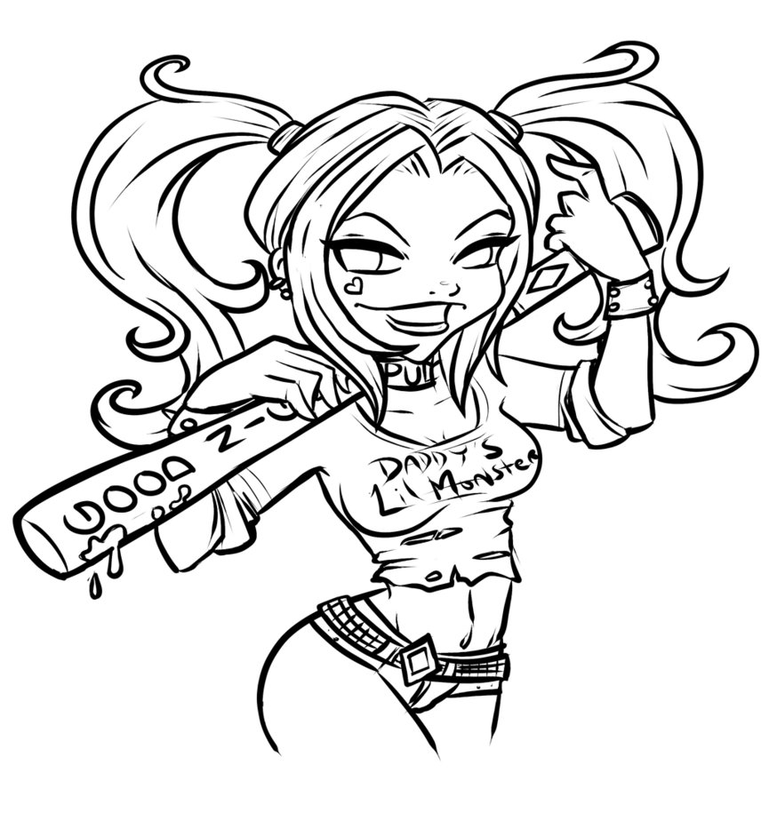Desenho de Arlequina para colorir e imprimir: número 10