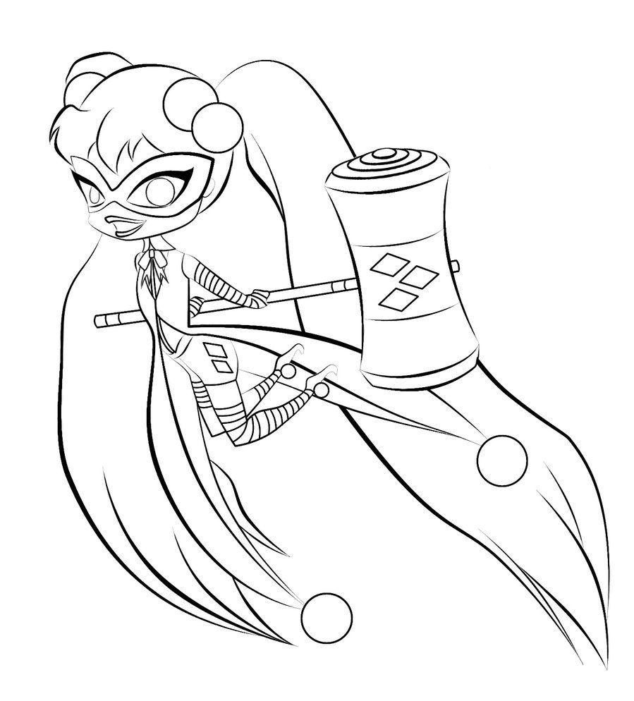Desenho de Arlequina para colorir e imprimir: número 14