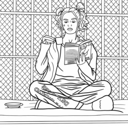 Desenho de Arlequina para colorir e imprimir: número 16
