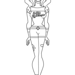 Desenho de Arlequina para colorir e imprimir: número 17