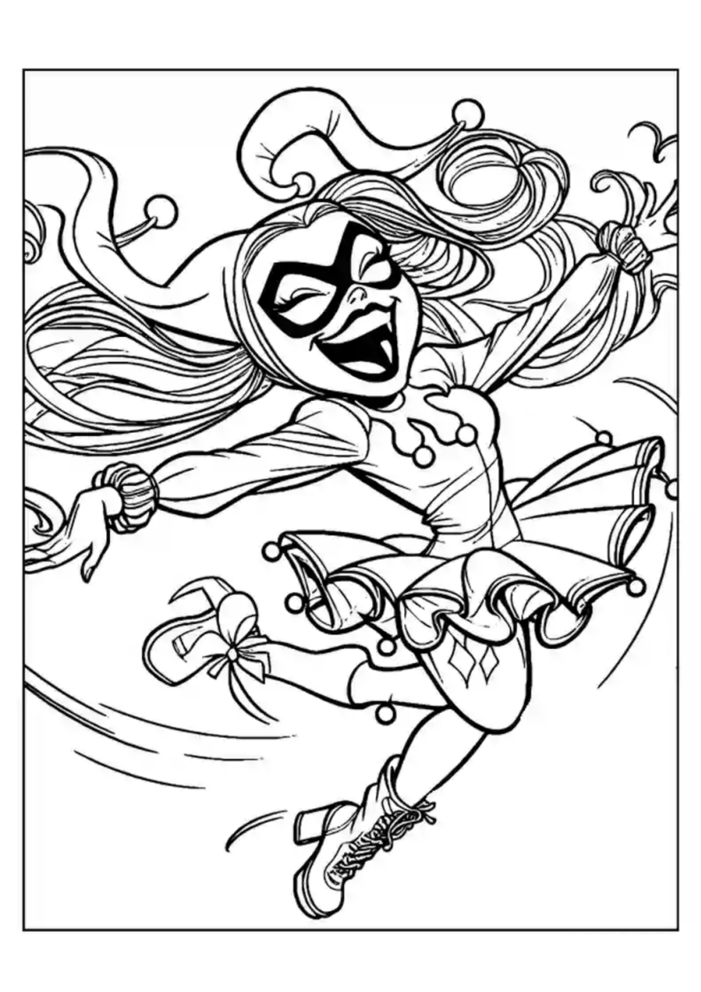 Desenho de Arlequina para colorir e imprimir: número 21