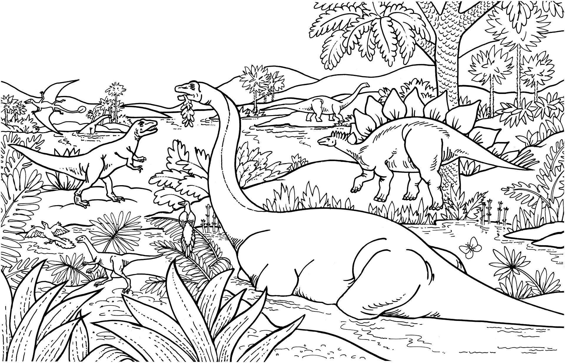 Desenho de Arqueoptérix para colorir e imprimir: número 1