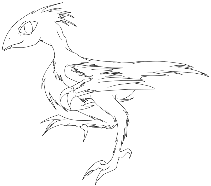 Desenho de Arqueoptérix para colorir e imprimir: número 4