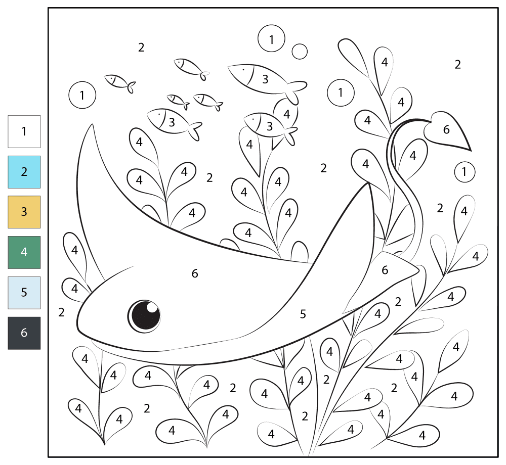 Desenho de Arraia para colorir e imprimir: número 7