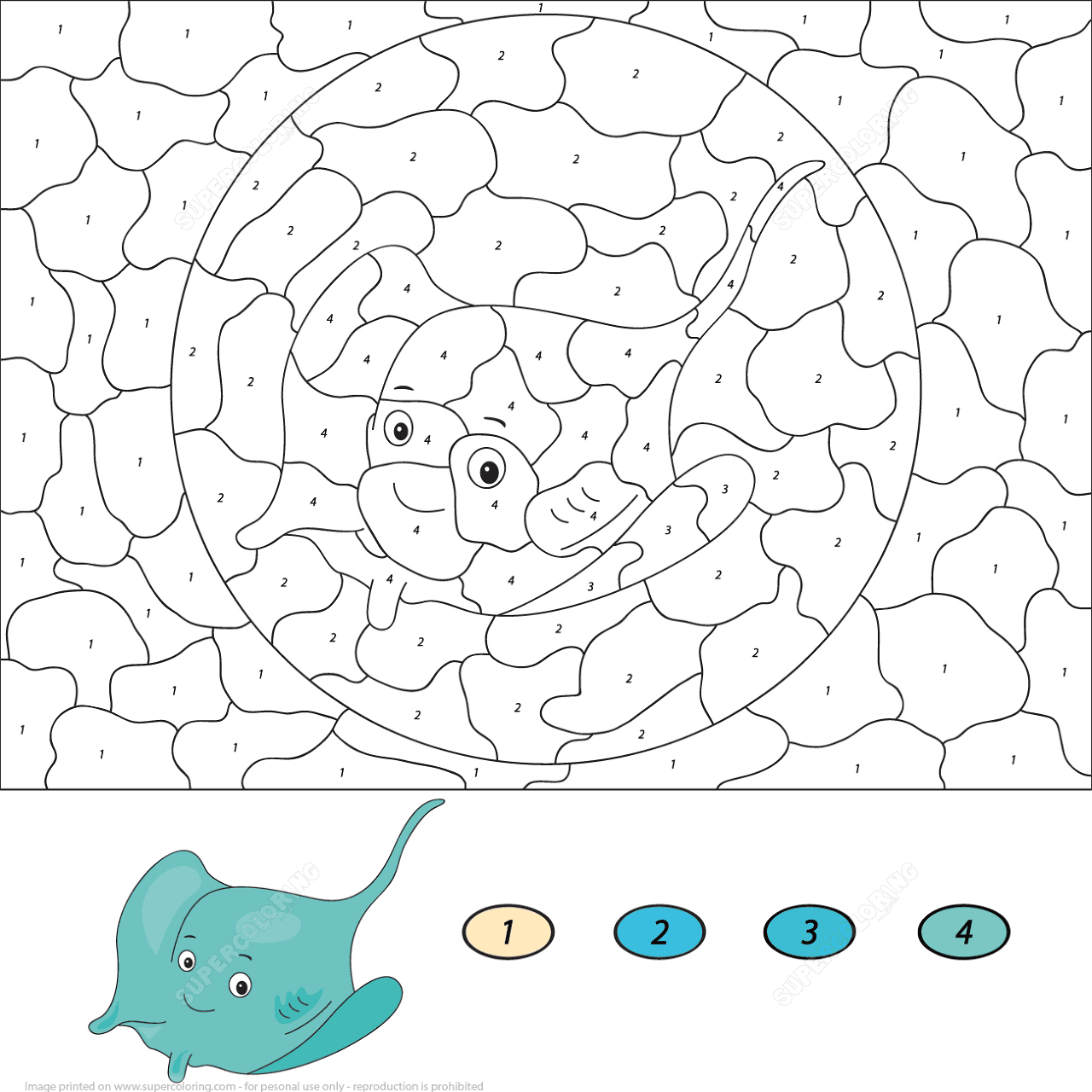 Desenho de Arraia para colorir e imprimir: número 15
