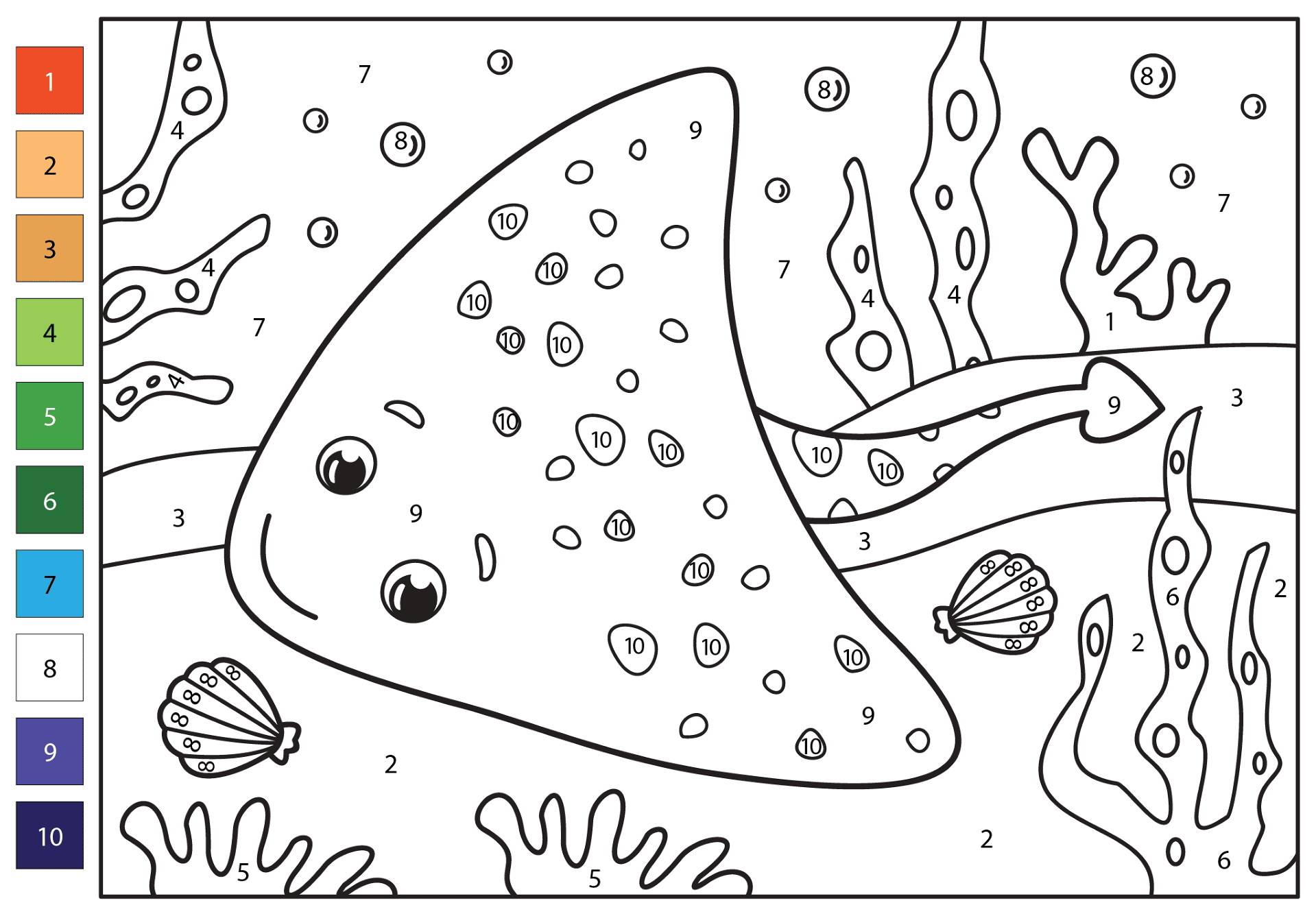 Desenho de Arraia para colorir e imprimir: número 40