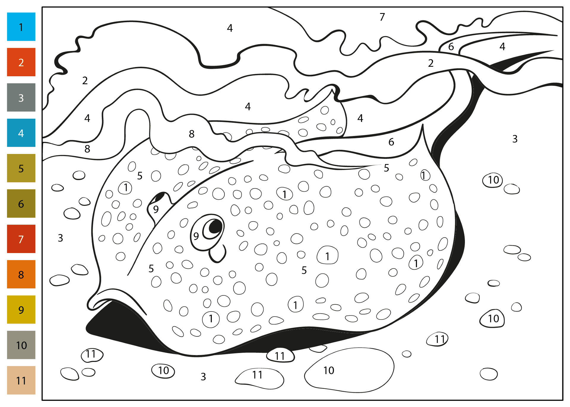 Desenho de Arraia para colorir e imprimir: número 42