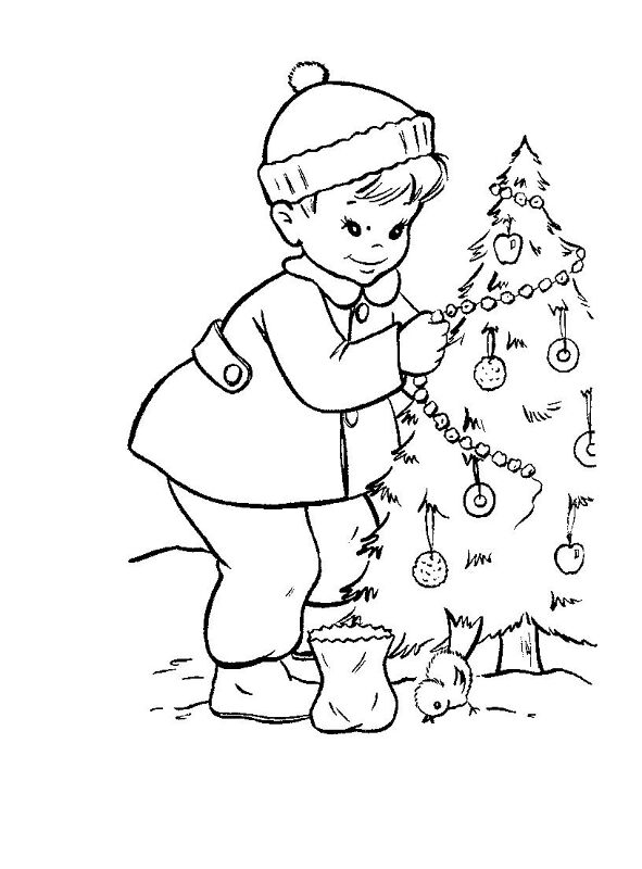 Desenho de Arvore de Natal para colorir e imprimir: número 1