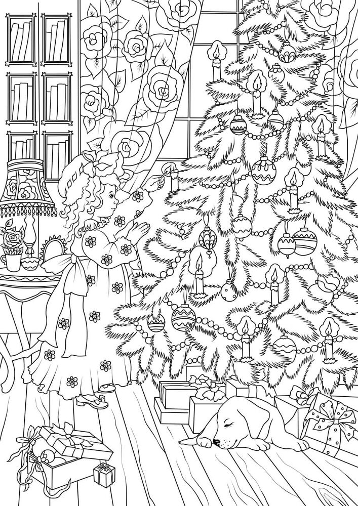 Desenho de Arvore de Natal para colorir e imprimir: número 2