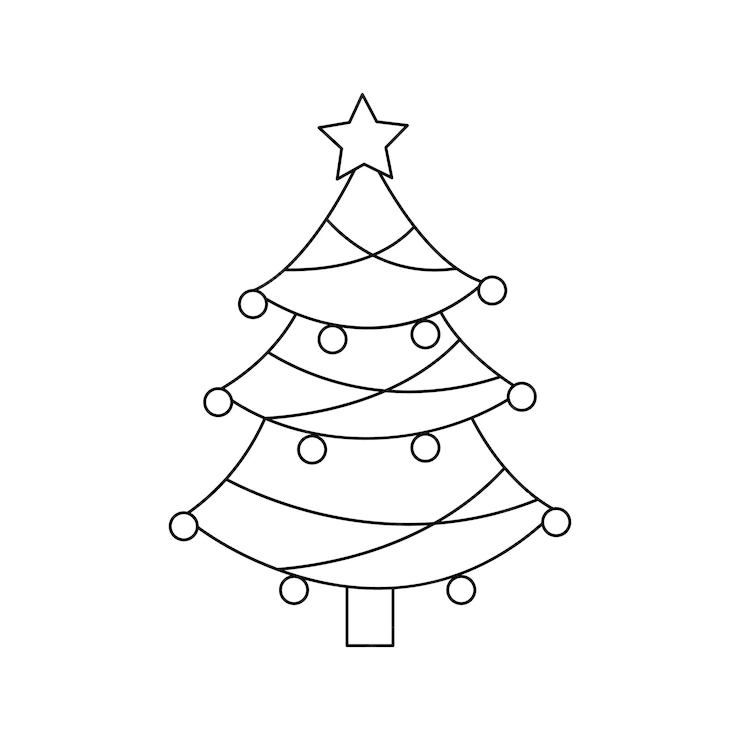 Desenho de Arvore de Natal para colorir e imprimir: número 3