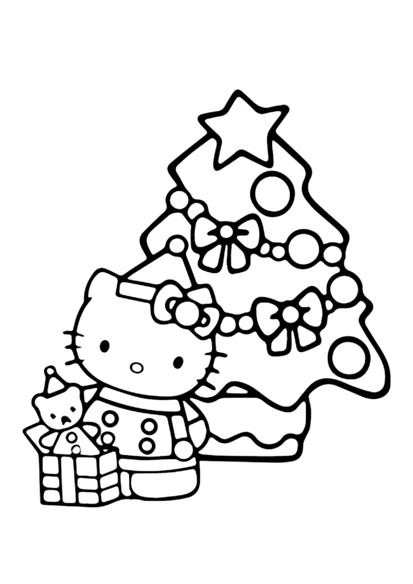 Desenho de Arvore de Natal para colorir e imprimir: número 5