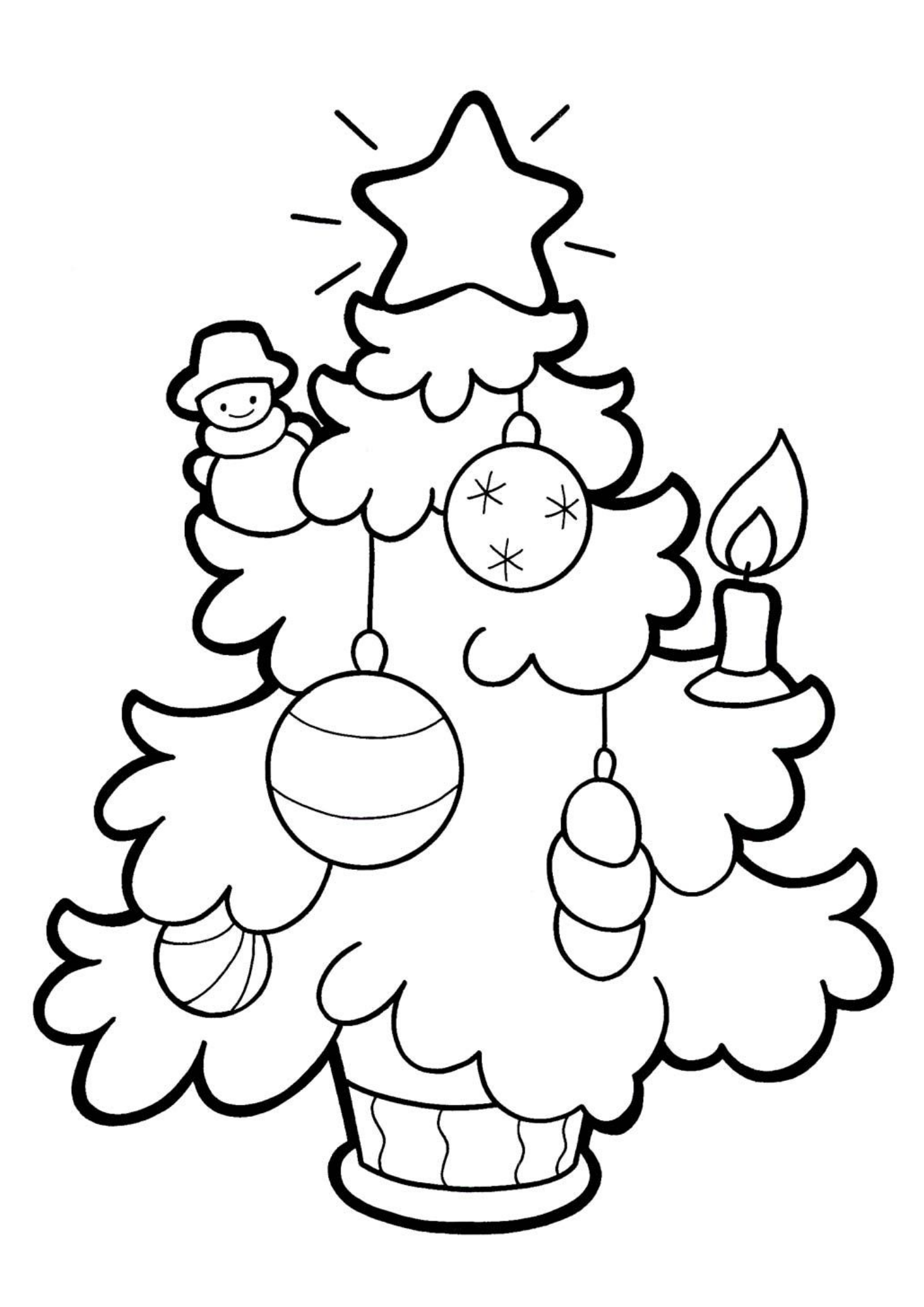 Desenho de Arvore de Natal para colorir e imprimir: número 6