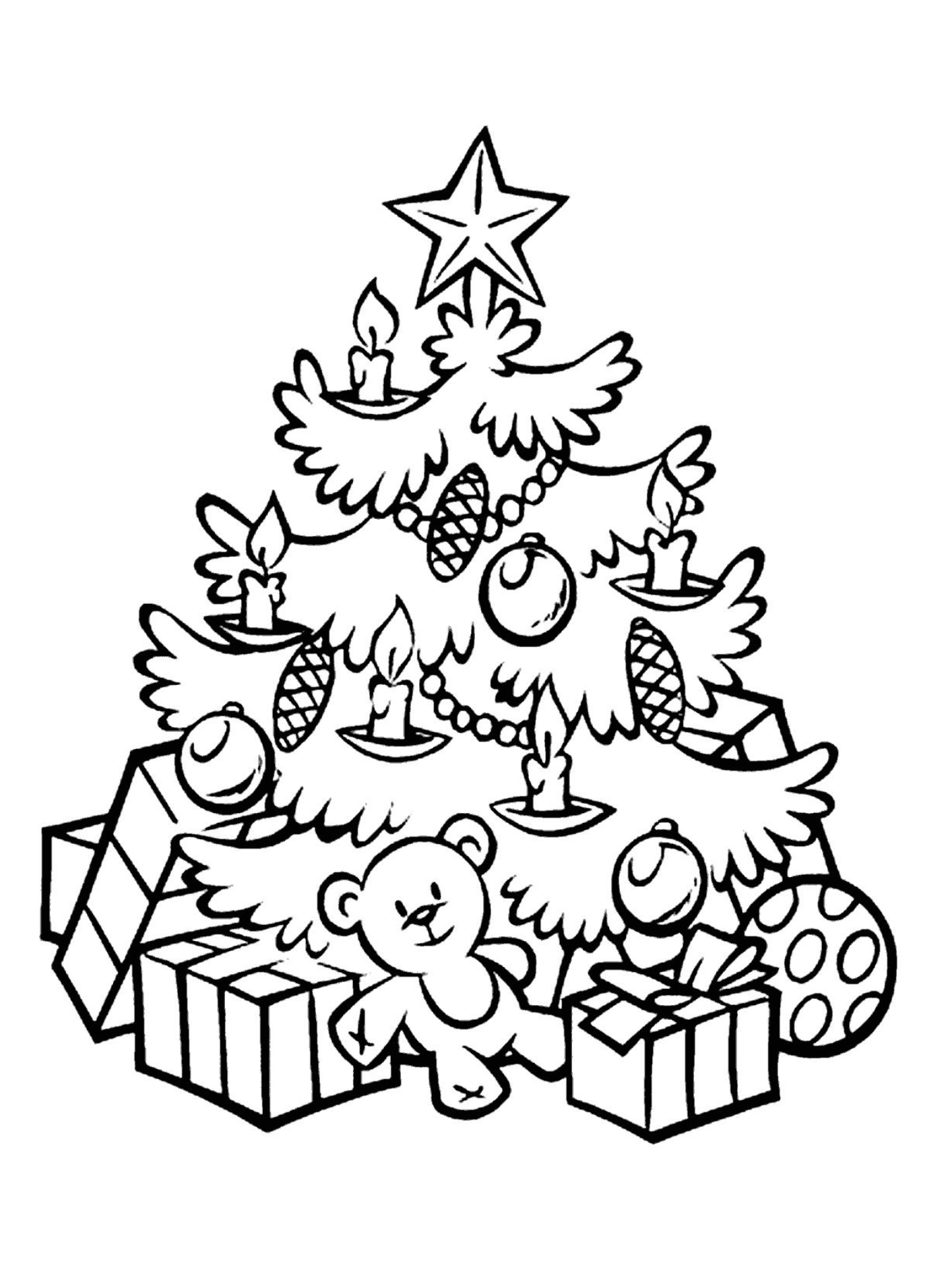 Desenho de Arvore de Natal para colorir e imprimir: número 7