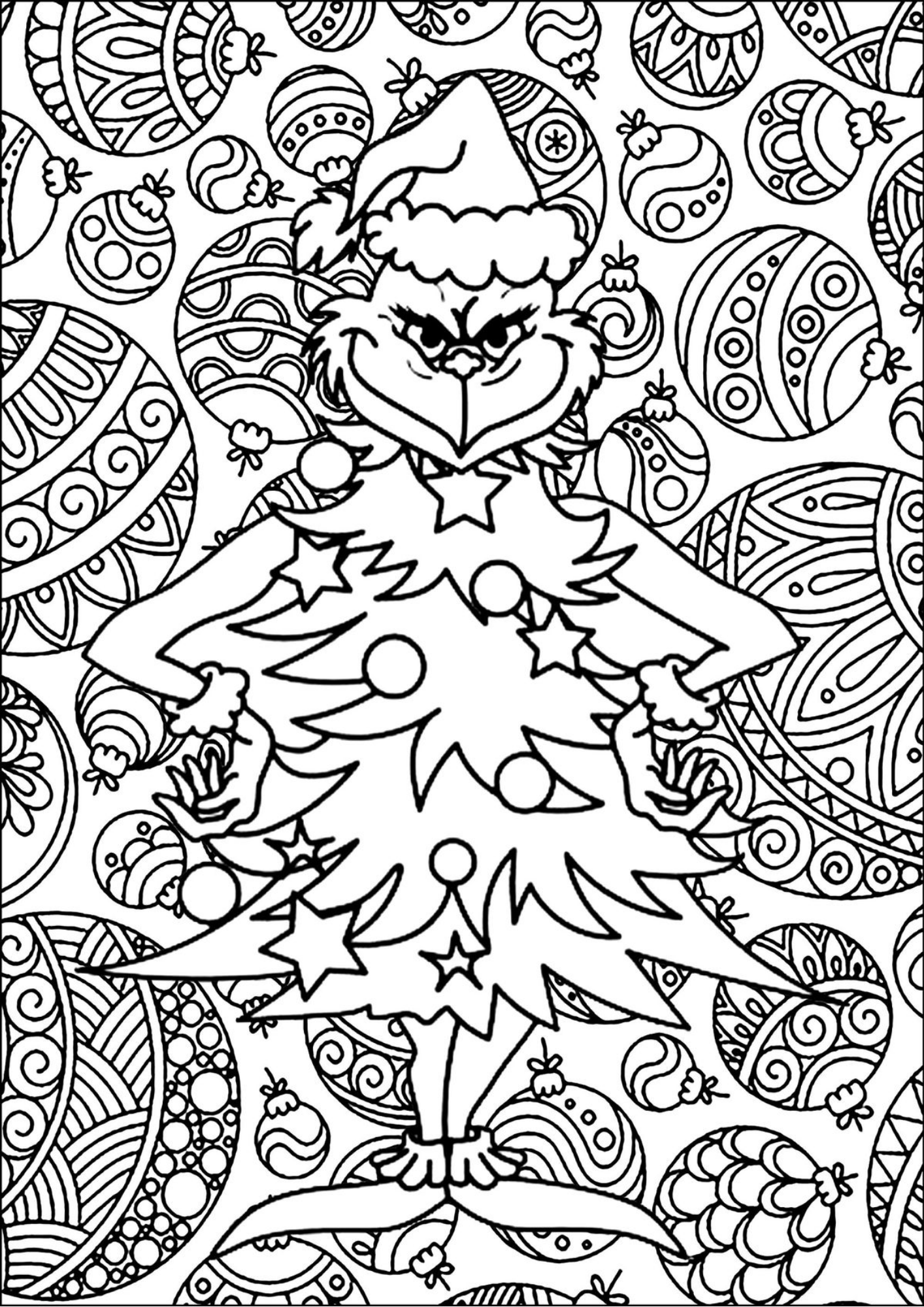 Desenho de Arvore de Natal para colorir e imprimir: número 9