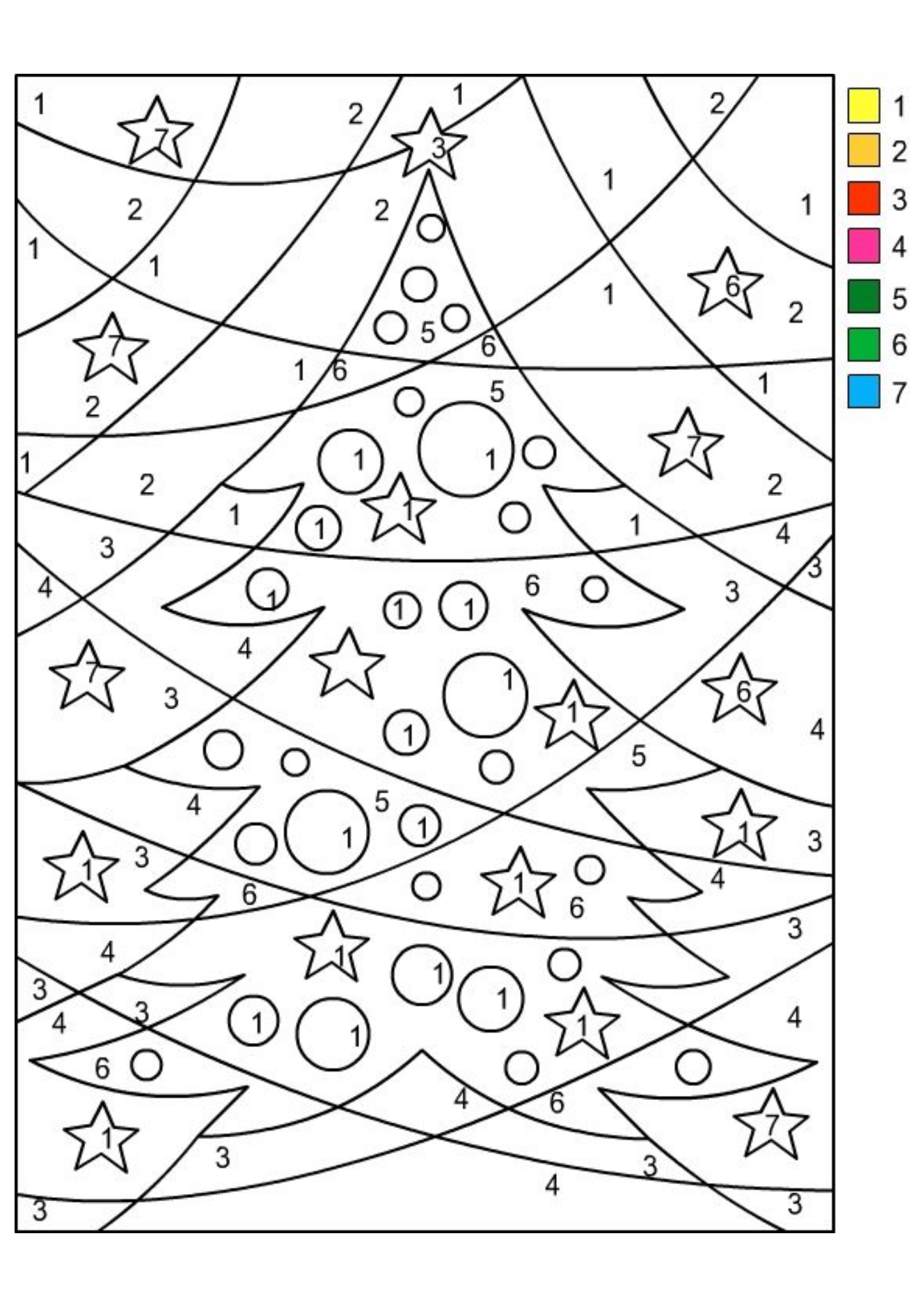 Desenho de Arvore de Natal para colorir e imprimir: número 13