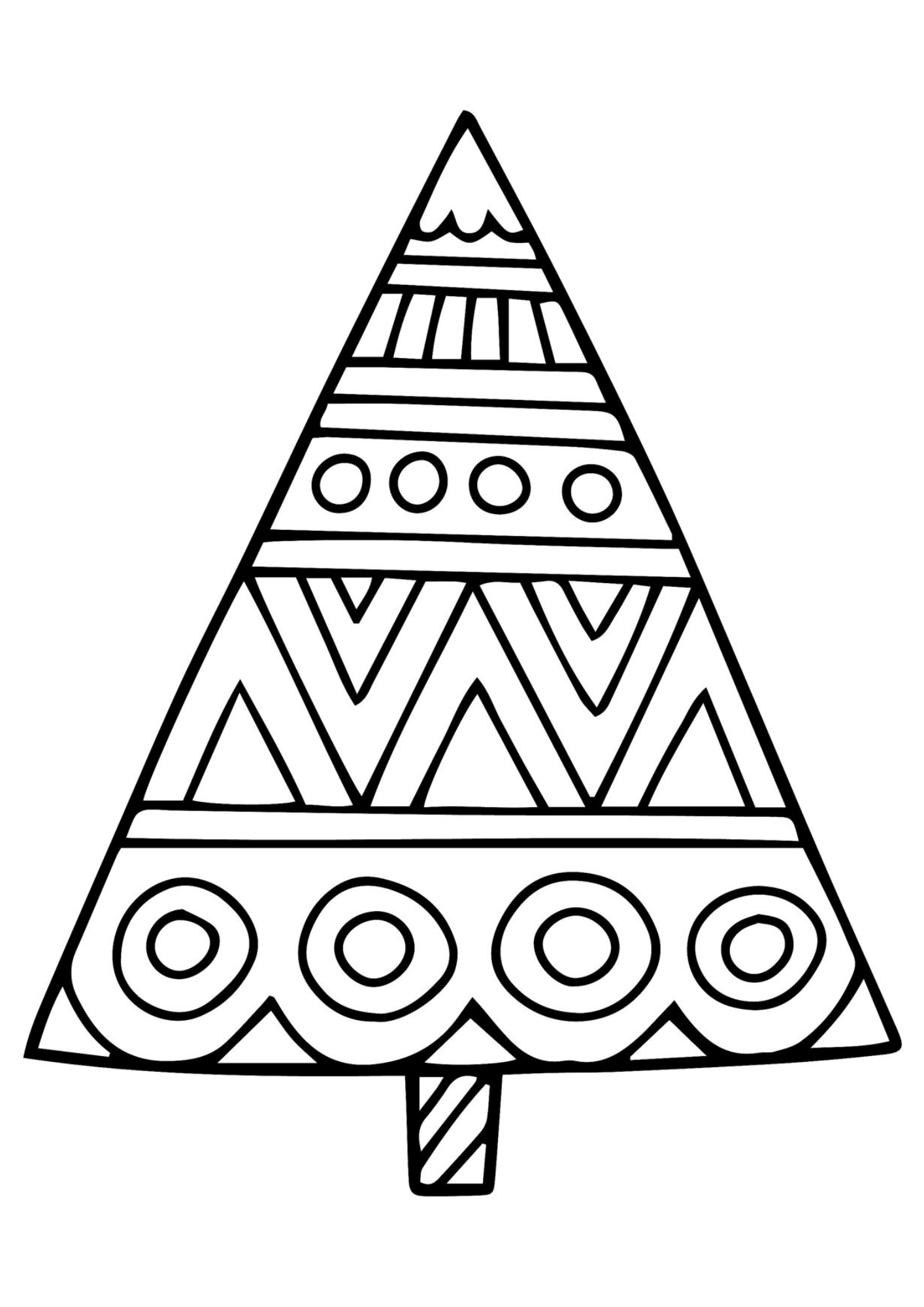 Desenho de Arvore de Natal para colorir e imprimir: número 14
