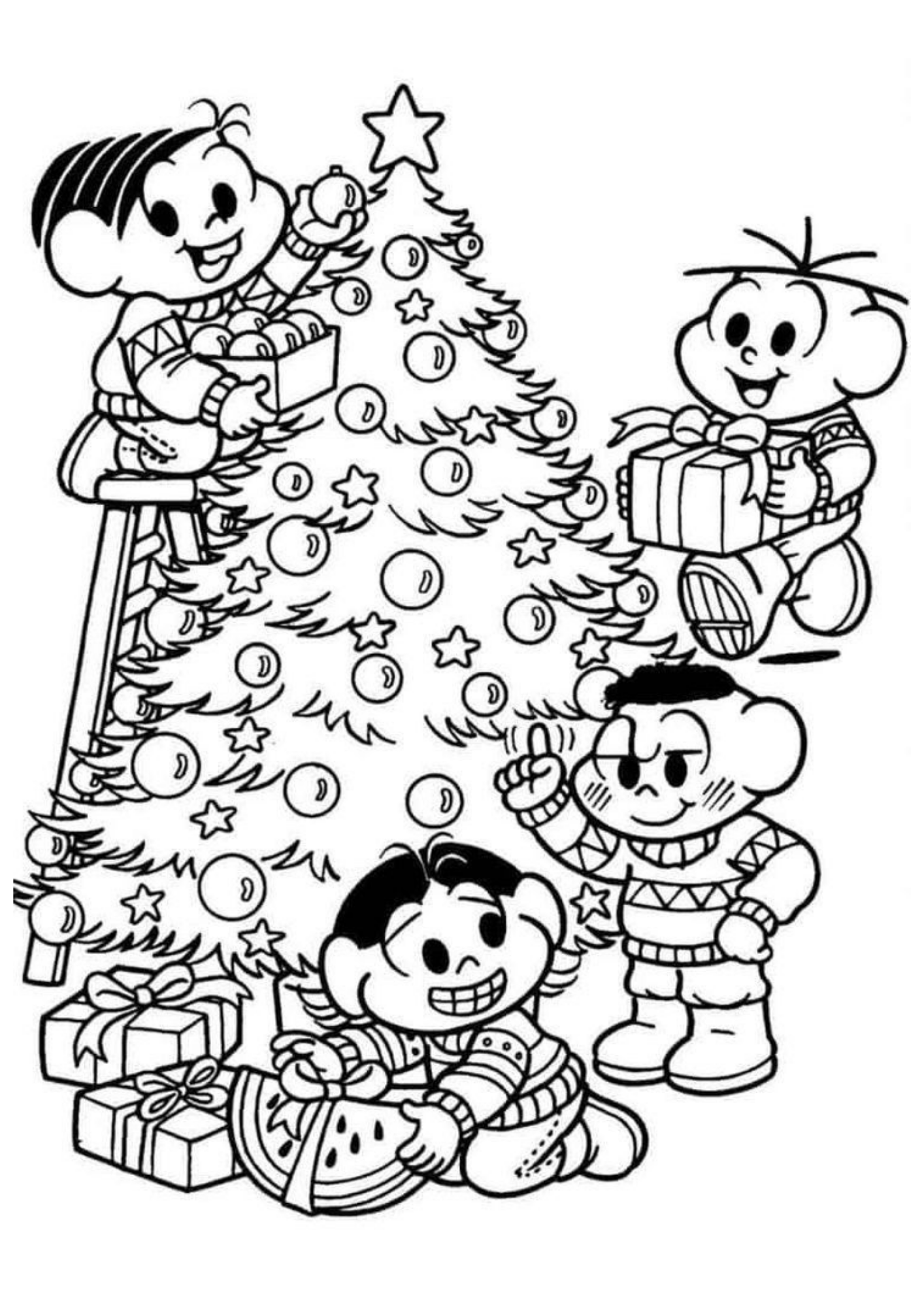 Desenho de Arvore de Natal para colorir e imprimir: número 15