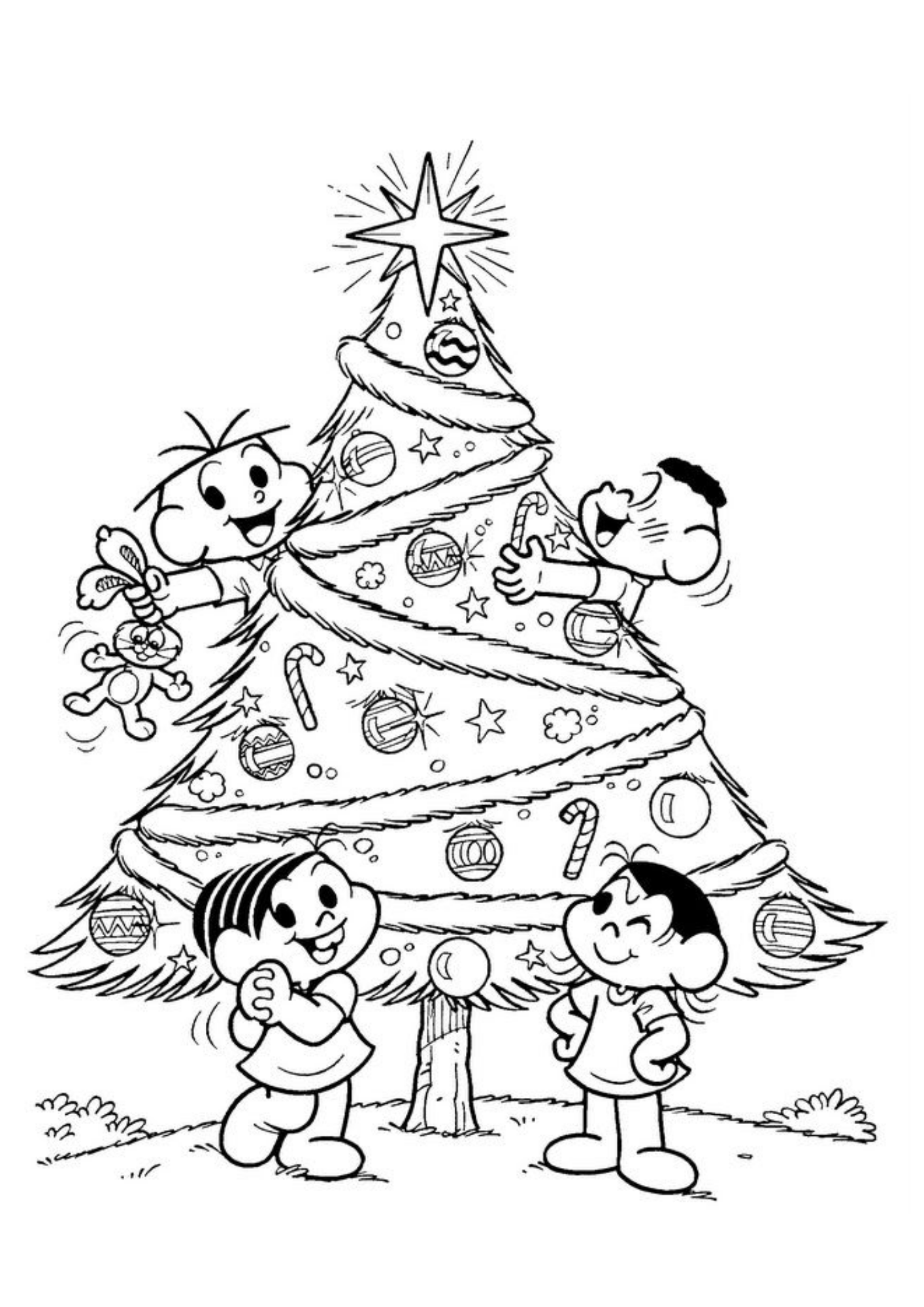 Desenho de Arvore de Natal para colorir e imprimir: número 16