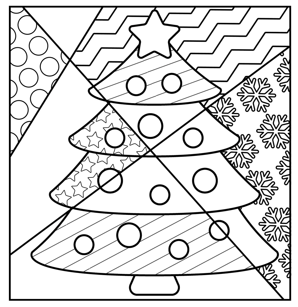 Desenho de Arvore de Natal para colorir e imprimir: número 20