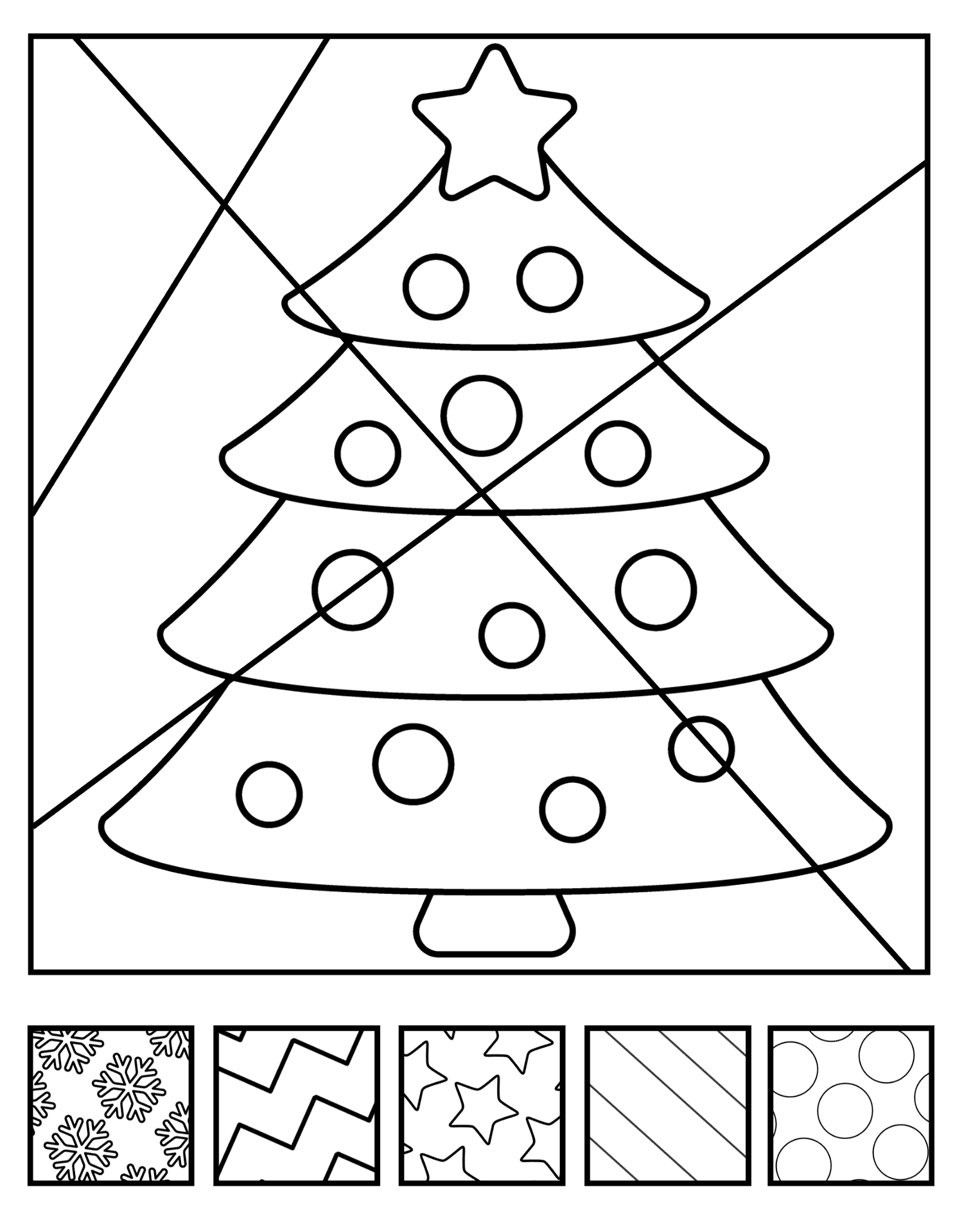 Desenho de Arvore de Natal para colorir e imprimir: número 26