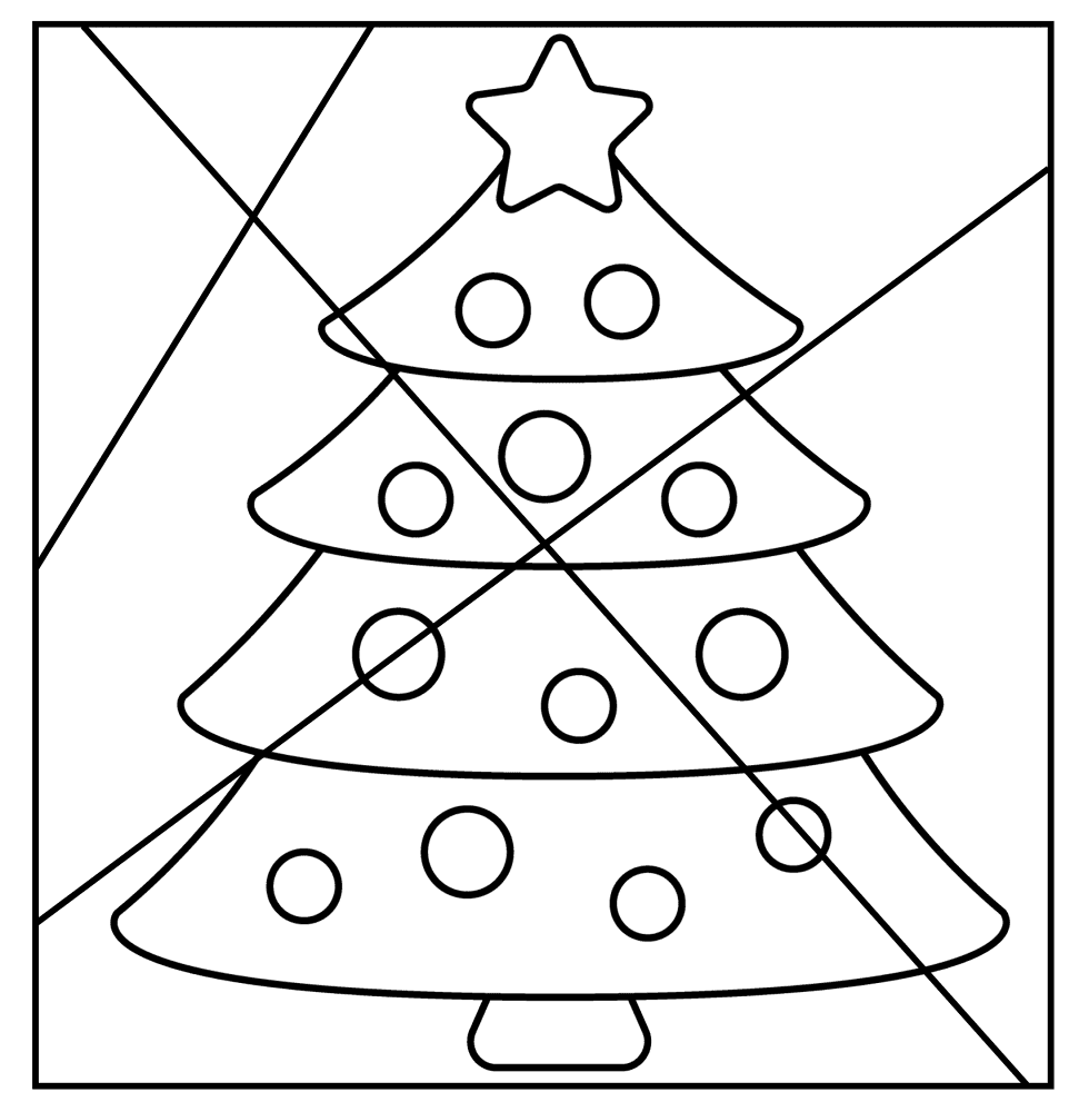 Desenho de Arvore de Natal para colorir e imprimir: número 27