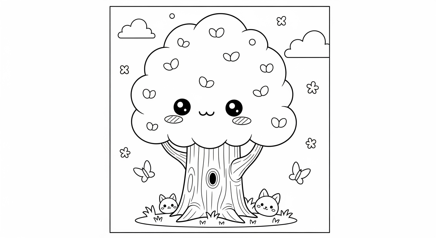 Desenho de Arvores para colorir e imprimir: número 2