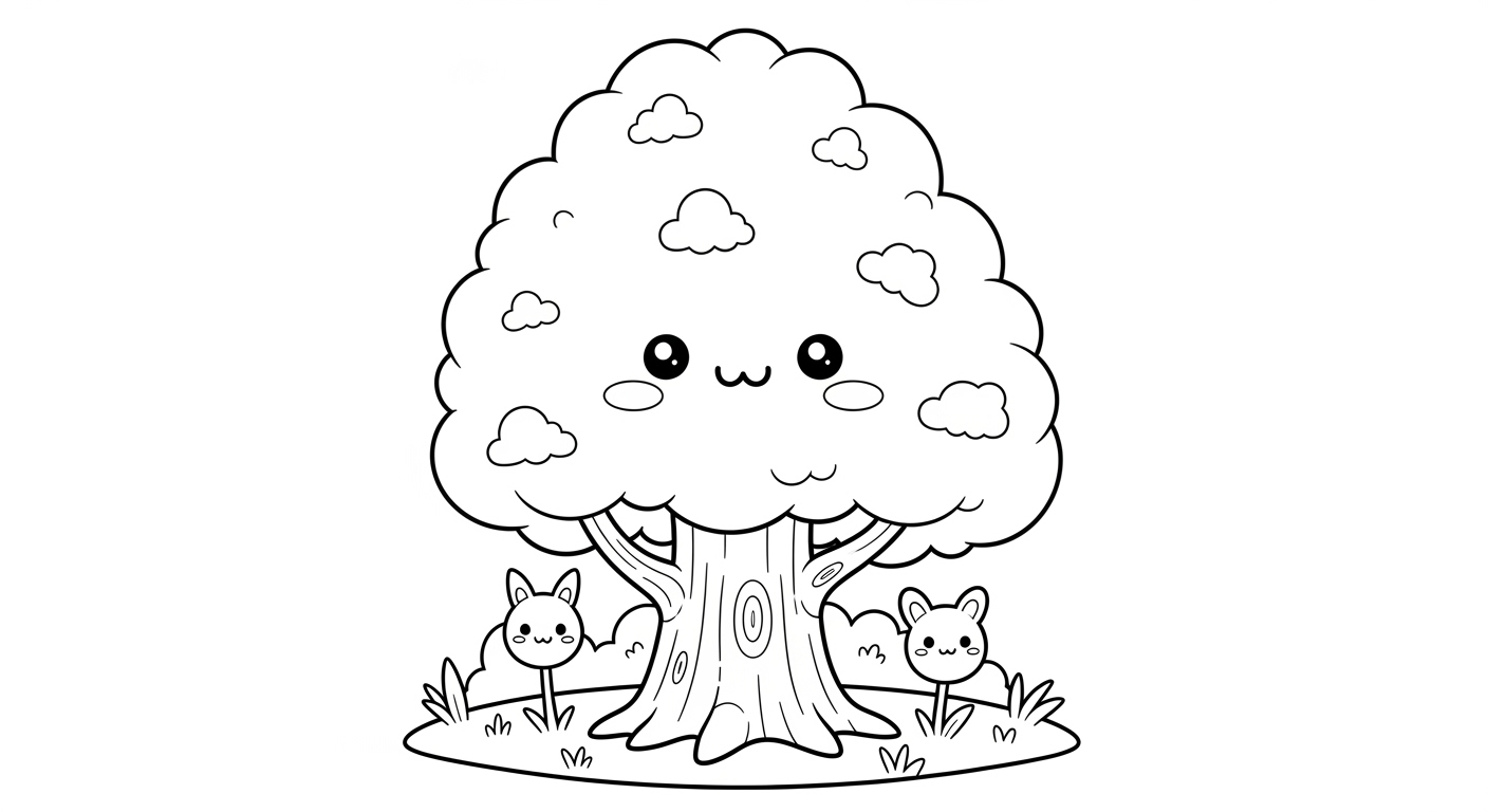 Desenho de Arvores para colorir e imprimir: número 3